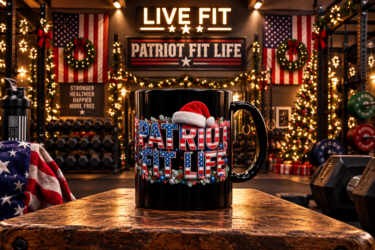 Patriot Fit Life Christmas Coffee Mug - Centered Santa Hat & Ornaments | 11oz & 15oz