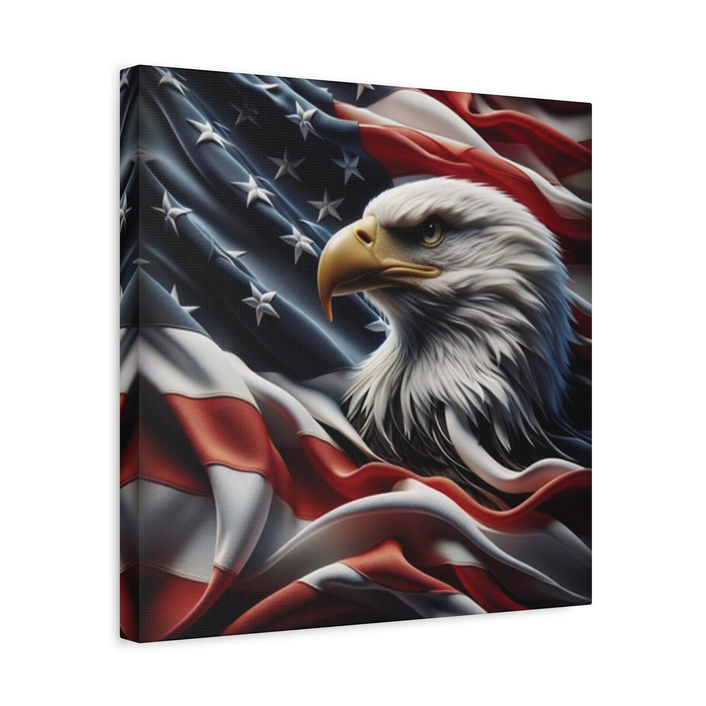Patriotic Eagle Gallery Wrapped Canvas Art - American Flag Wall Decor - Red White Blue - USA Pride - Holiday Gift -  4th of July Home Decoration - Veteran Gift -  USA Theme Art - Print On Sides - Mirror Sides -