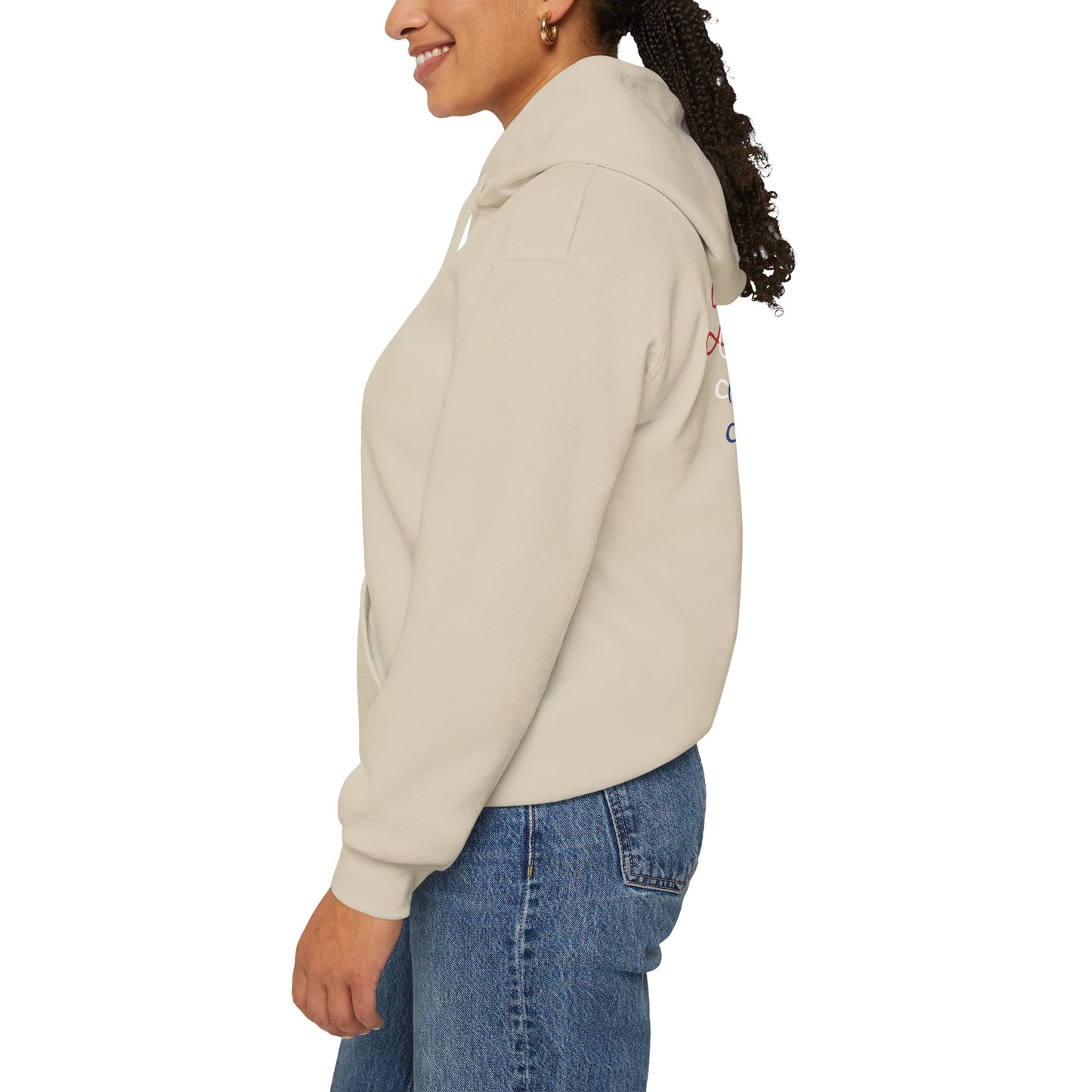 Blessed Hoodie – Patriotic Red, White & Blue Unisex Pullover Sweatshirt with Front & Back Print – Cozy, Positive Vibes Gift