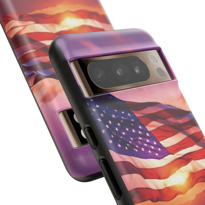 Stylish Phone Case - American Flag At Sunset Design - Patriotic Gift for Veterans - Independence Day -  Summer Vibes -