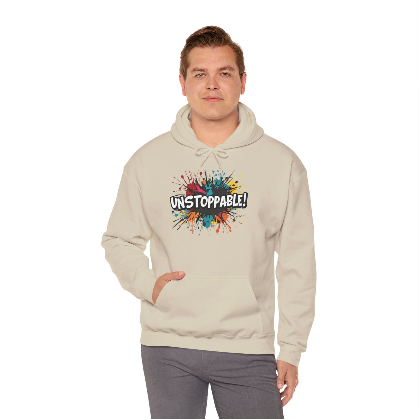 Unstoppable! Paint Splash Hoodie - Motivational Graphic Sweatshirt - Unisex Pullover - S-5XL
