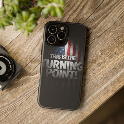 Stunning Patriotic Protective Cell Phone Case -  Charlie Kirk - This Is The Turning Point! - Red White Blue - Beautiful American Flag Backdrop Design - Perfect Gift for Everyday Use, Durable Cover, Stylish Protection