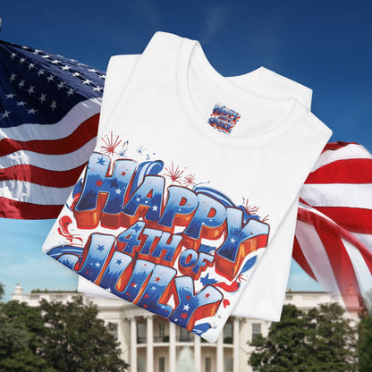 Happy 4th Of July, Print Design T-Shirt, Independence Day, American Flag, Bald Eagle, Red White Blue