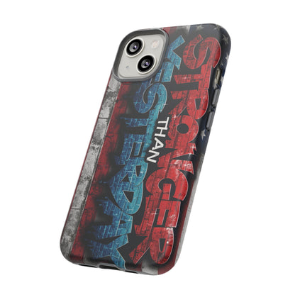 Stronger Than Yesterday Iphone Case, Motivational Phone Cover, USA Flag Design, Gift for Fitness Enthusiasts, Inspirational Phone Accessory