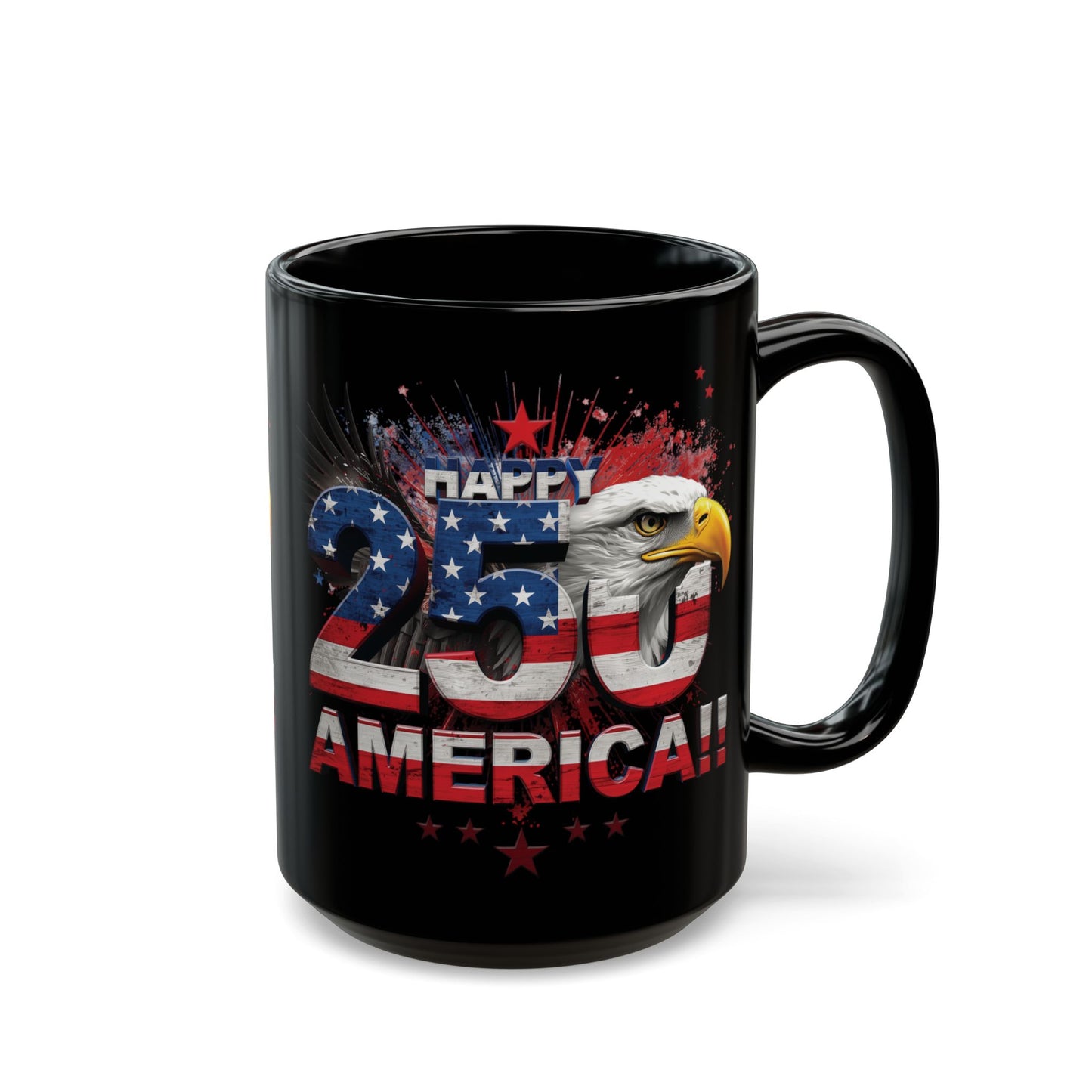 Happy 250th Birthday America Mug | 1776-2026 Patriotic Eagle Flag Black Coffee Cup