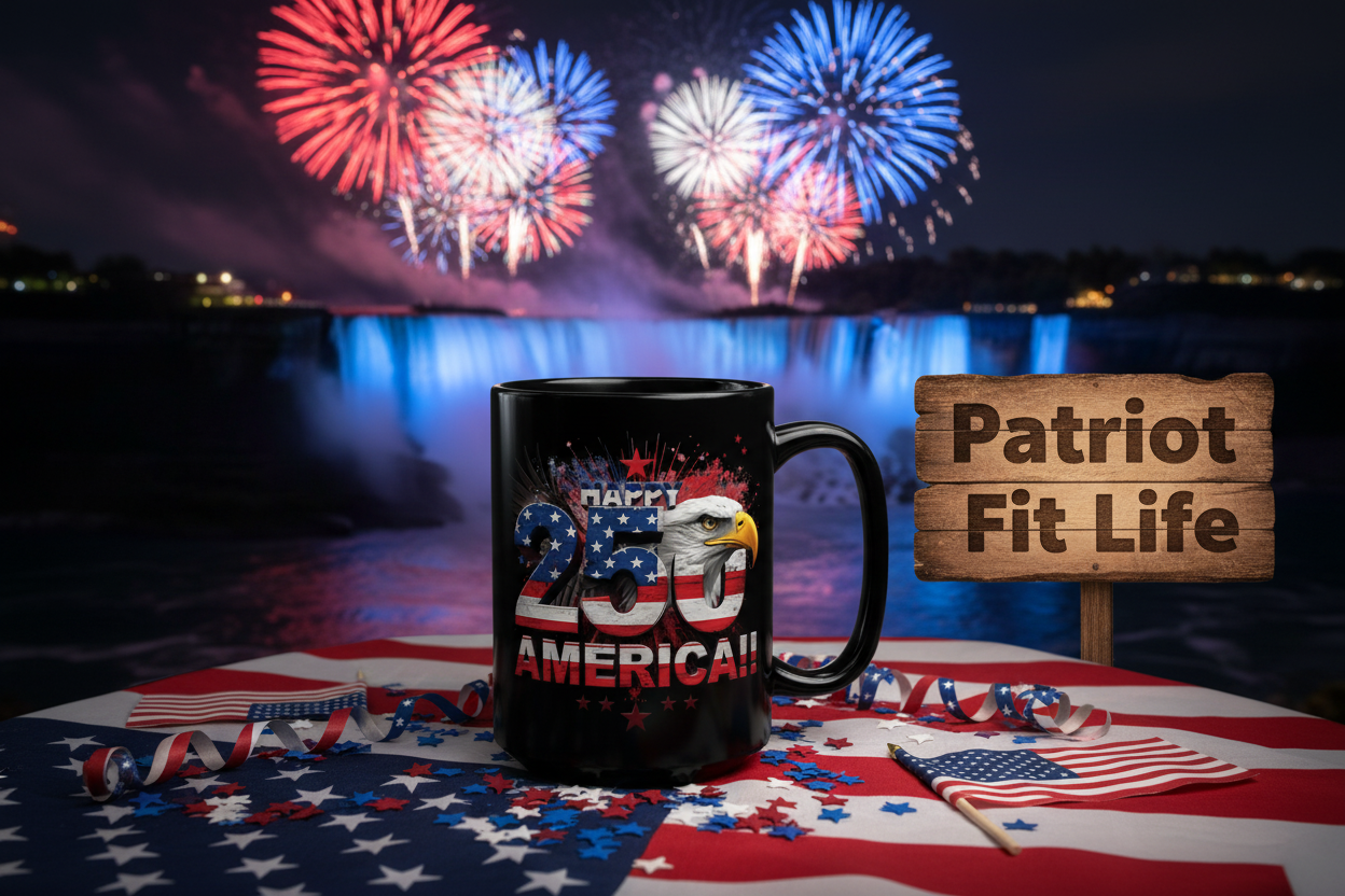 Happy 250th Birthday America Mug | 1776-2026 Patriotic Eagle Flag Black Coffee Cup