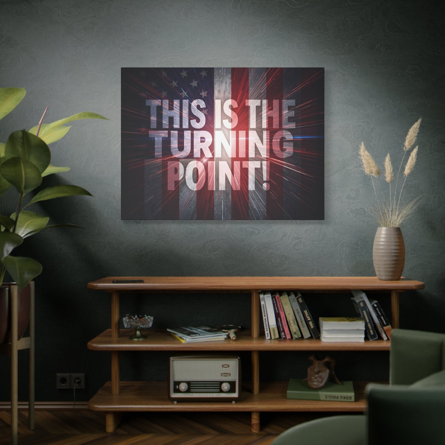 Charlie Kirk - This Is The Turning Point! - Red White Blue - Stunning American Flag Backdrop Design - Patriotic - Motivational Wall Art - Canvas - Multiple Sizes