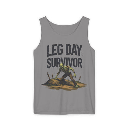Leg Day Survivor! - Garment-Dyed Tank Top - Funny Gym Tank - Unisex Fitness Apparel - XS-3XL