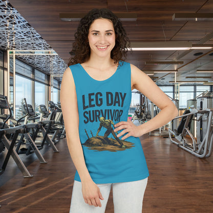Leg Day Survivor Tank Top - Unisex Fitness Apparel, Gym Gear, Workout Clothing, Workout Gift, Funny Fitness Tee