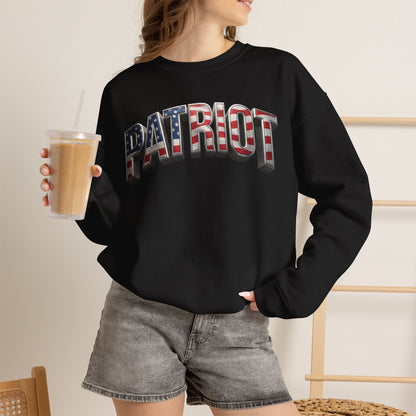 Patriot Crewneck Sweatshirt — American Flag Text Graphic