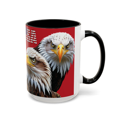 Patriotic Bald Eagle Accent Mug - Red White & Blue - 11oz/15oz - 4 Colors