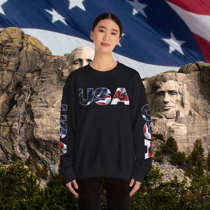 Patriotic USA Crewneck Sweatshirt - Unisex Heavy Blend - American Pride - National Pride Gift - S-5XL