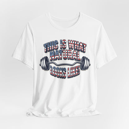 Natural Looks American Flag Gym T-Shirt | Motivational Weightlifting Tee