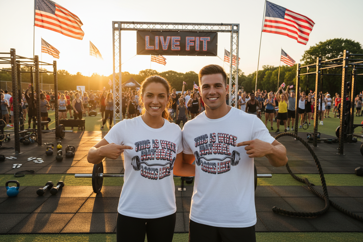 Natural Looks American Flag Gym T-Shirt | Motivational Weightlifting Tee