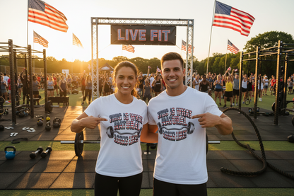 Natural Looks American Flag Gym T-Shirt | Motivational Weightlifting Tee