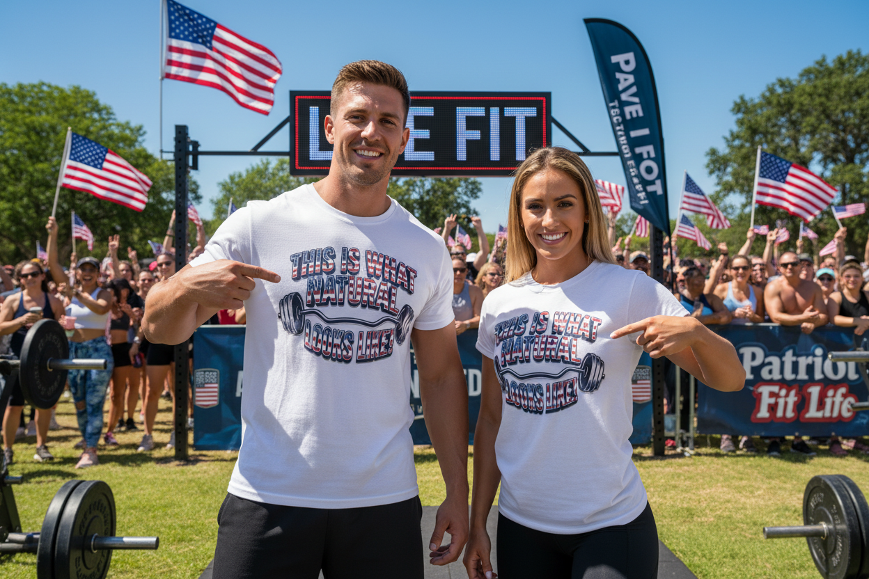 Natural Looks American Flag Gym T-Shirt | Motivational Weightlifting Tee