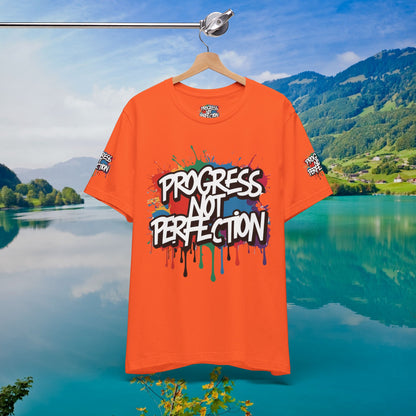 💥 Vibrant   💥   Eye-catching   💥   Motivational    💥 All  Over Print   💥 Unisex T-shirt  💥   Progress  Not  Perfection   💥  Art-Inspired   💥  Apparel  💥  Sizes  XS  x  4XL 💥