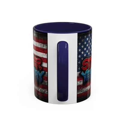 Stronger Than Yesterday! Motivational Mug - American Flag - 11oz/15oz