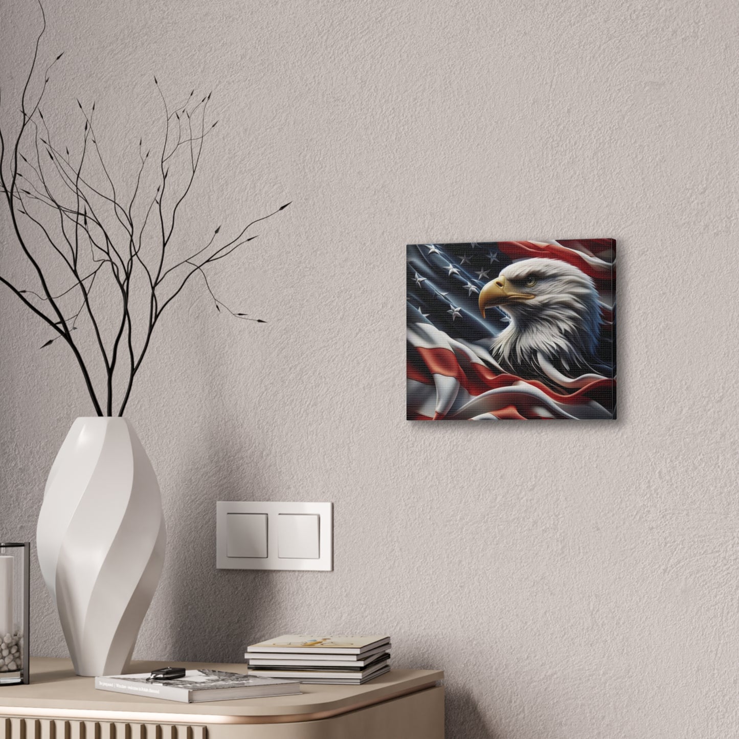 Patriotic Canvas Wall Art, American Eagle & Flag Print, Home Decor for Veterans, Memorial Day, Independence Day, Gifts