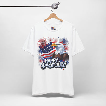 Happy 4th of July Graphic T-Shirt - Patriotic Bald Eagle - American Flag Tee - XS-4XL