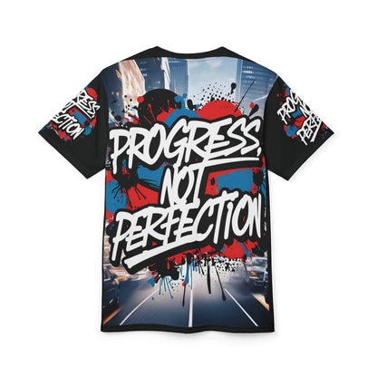 💥 Progress Not Perfection  💥  Stylish   Print  💥  Unisex Graphic Tee 💥  Bold Street Art Design 💥   Motivational Style  💥  Sizes  US  S-3XL  💥