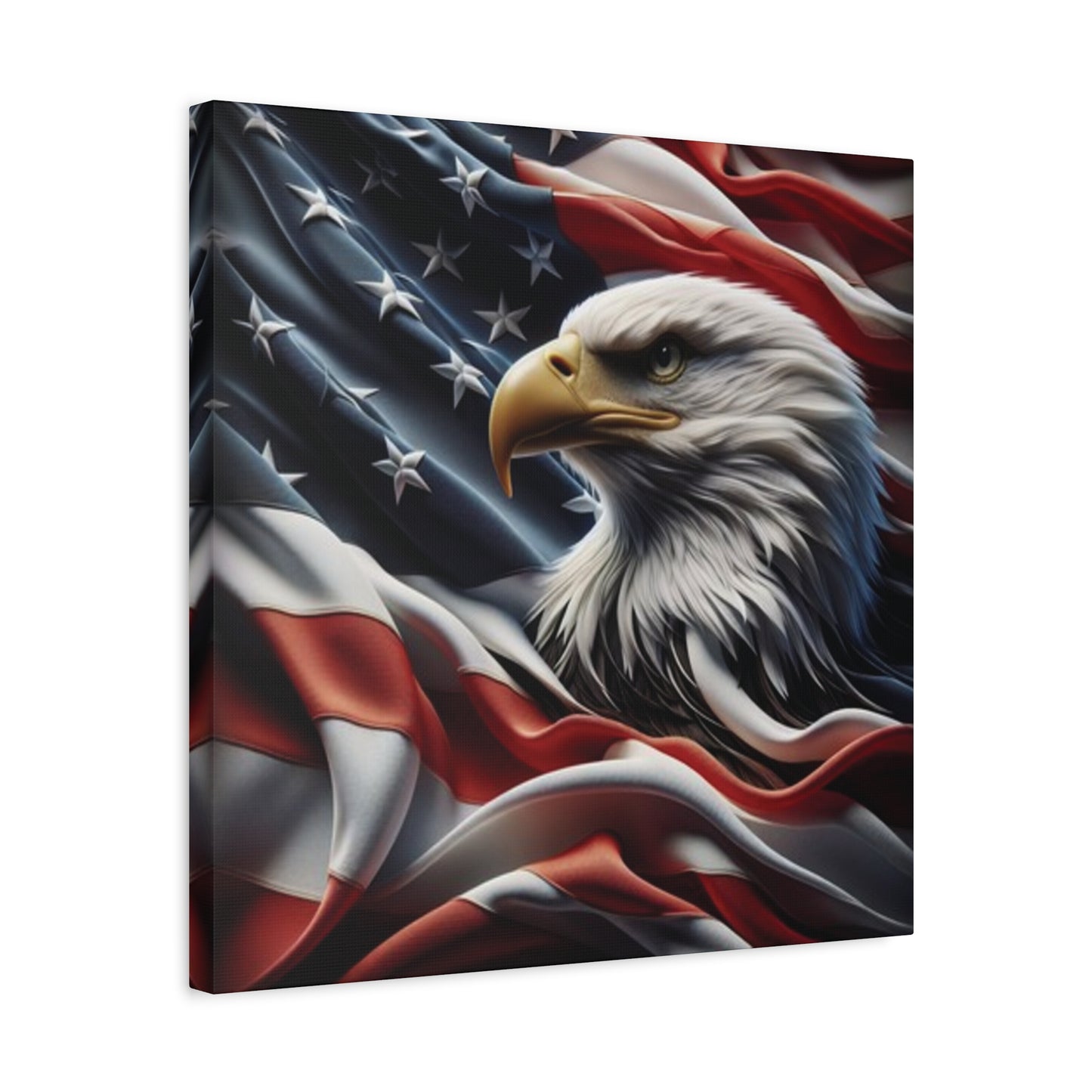 Patriotic Eagle Gallery Wrapped Canvas Art - American Flag Wall Decor - Red White Blue - USA Pride - Holiday Gift -  4th of July Home Decoration - Veteran Gift -  USA Theme Art - Print On Sides - Mirror Sides -
