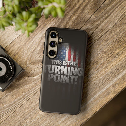 Stunning Patriotic Protective Cell Phone Case -  Charlie Kirk - This Is The Turning Point! - Red White Blue - Beautiful American Flag Backdrop Design - Perfect Gift for Everyday Use, Durable Cover, Stylish Protection