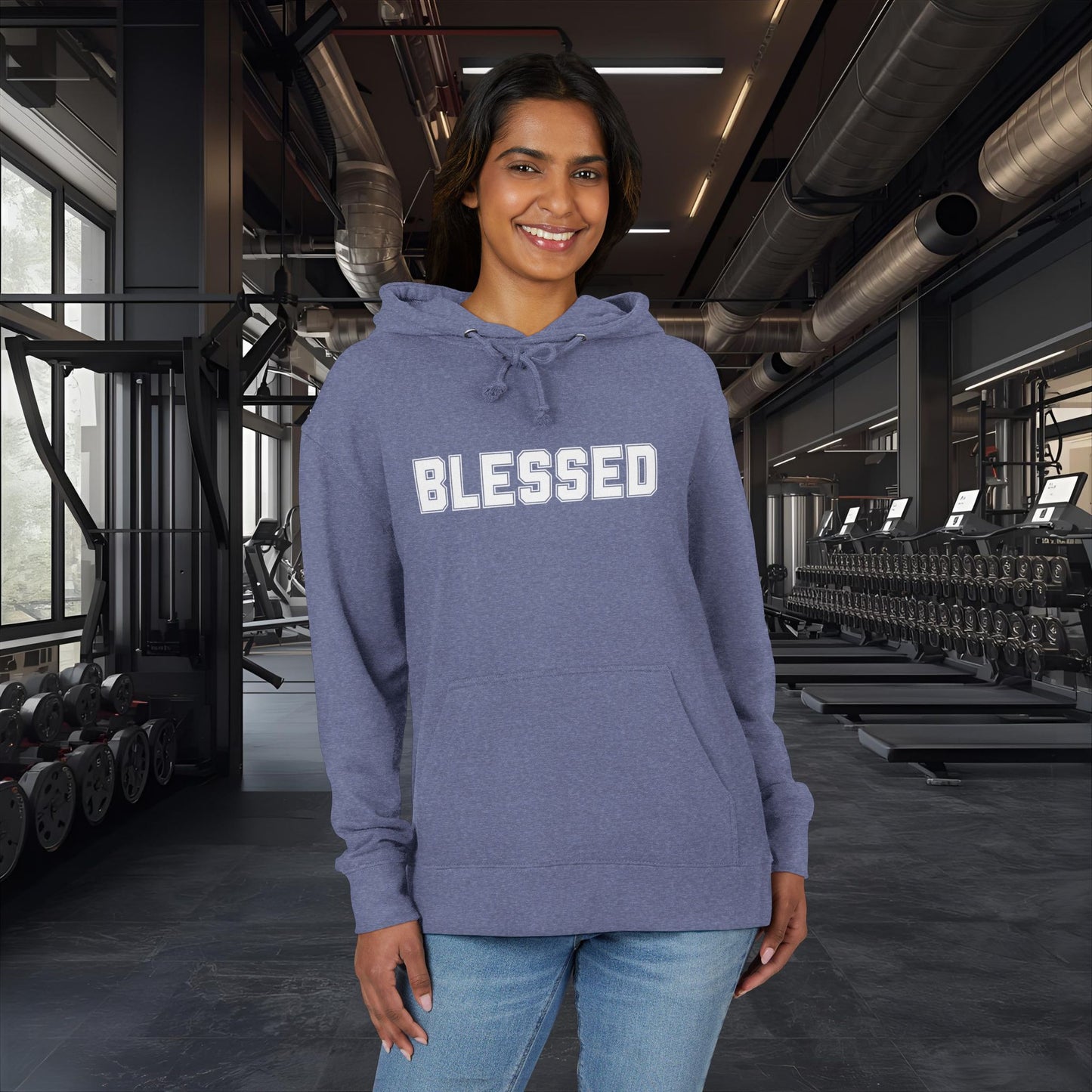 Blessed Hoodie — Cozy French Terry Pullover - with - White - Bold Front & Back Text - Holiday Gift - Fitness