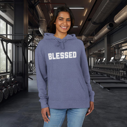 Blessed Hoodie — Cozy French Terry Pullover - with - White - Bold Front & Back Text - Holiday Gift - Fitness
