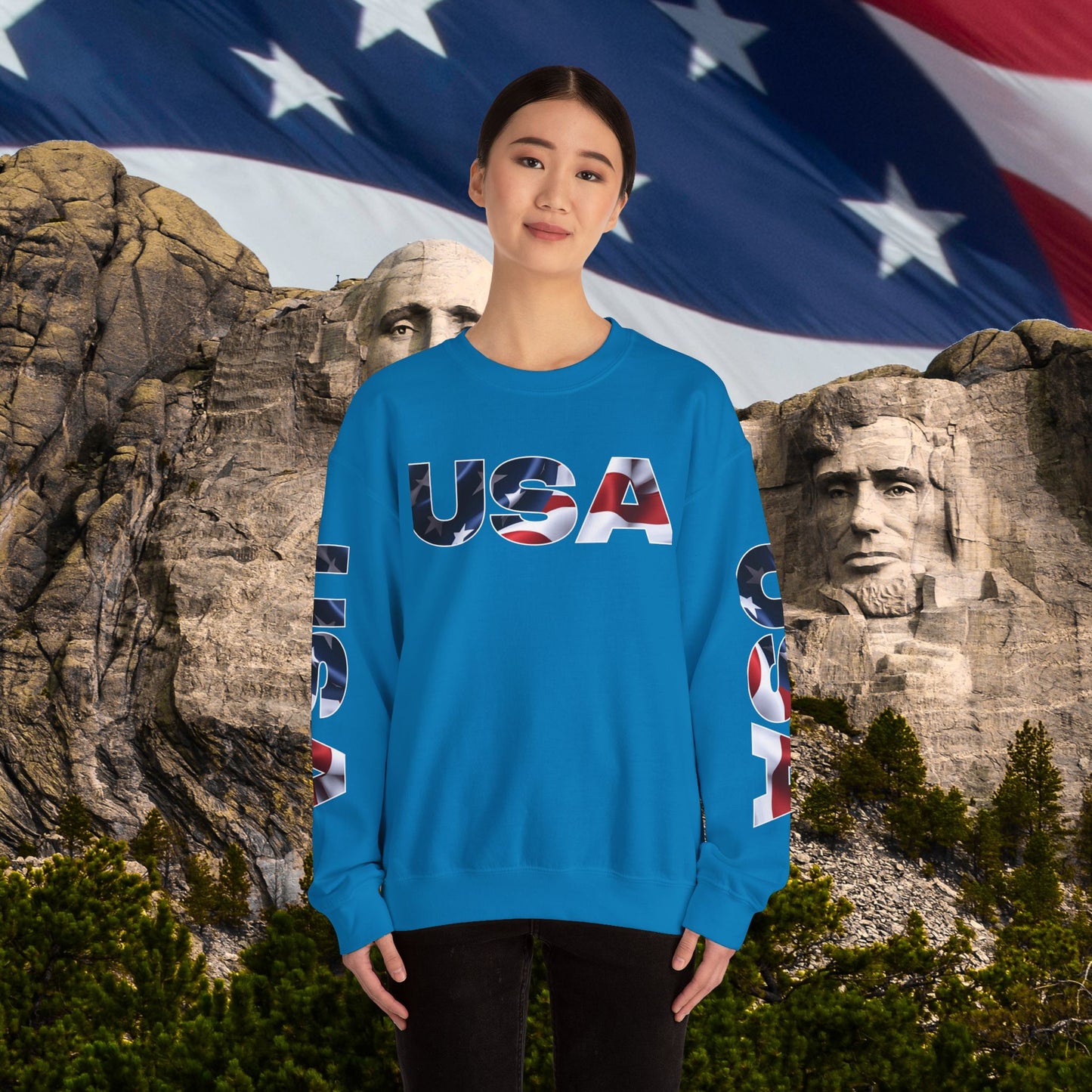 Patriotic USA Crewneck Sweatshirt - Unisex Heavy Blend - American Pride - National Pride Gift - S-5XL