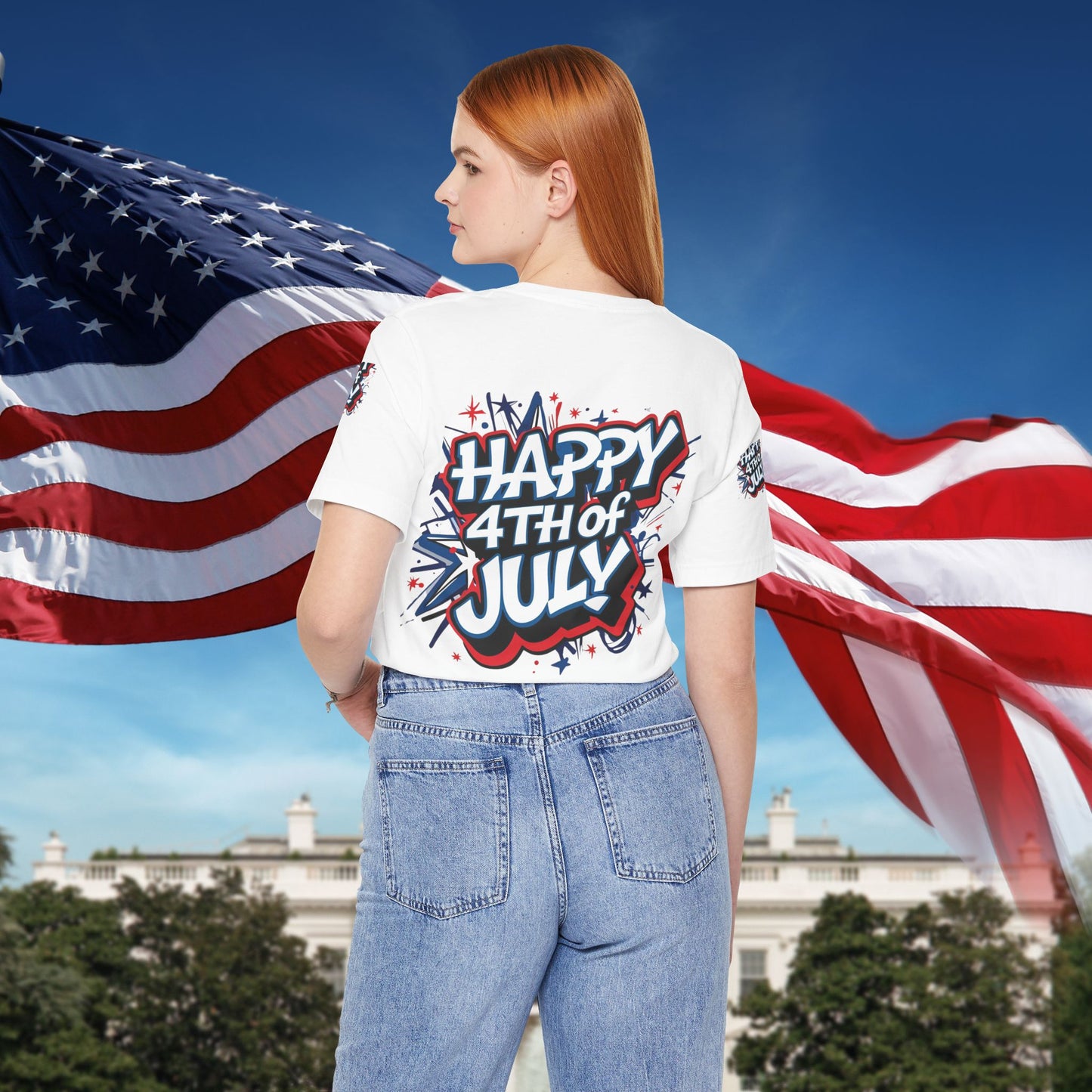 Happy 4th Of July Unisex Jersey Short Sleeve Tee, Independence Day T-Shirt, Patriotic Shirt, Red White Blue Tee, USA Celebration Top