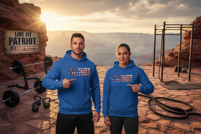 Patriot Flag Hoodie — American Flag Embroidered 'PATRIOT' Graphic Sweatshirt - Patriot Fit Life