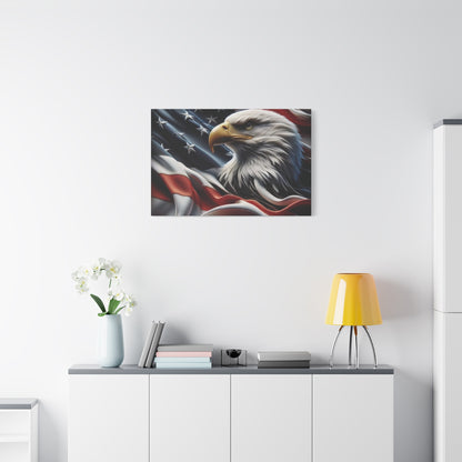 Patriotic Eagle Gallery Wrapped Canvas Art - American Flag Wall Decor - Red White Blue - USA Pride - Holiday Gift -  4th of July Home Decoration - Veteran Gift -  USA Theme Art - Print On Sides - Mirror Sides -