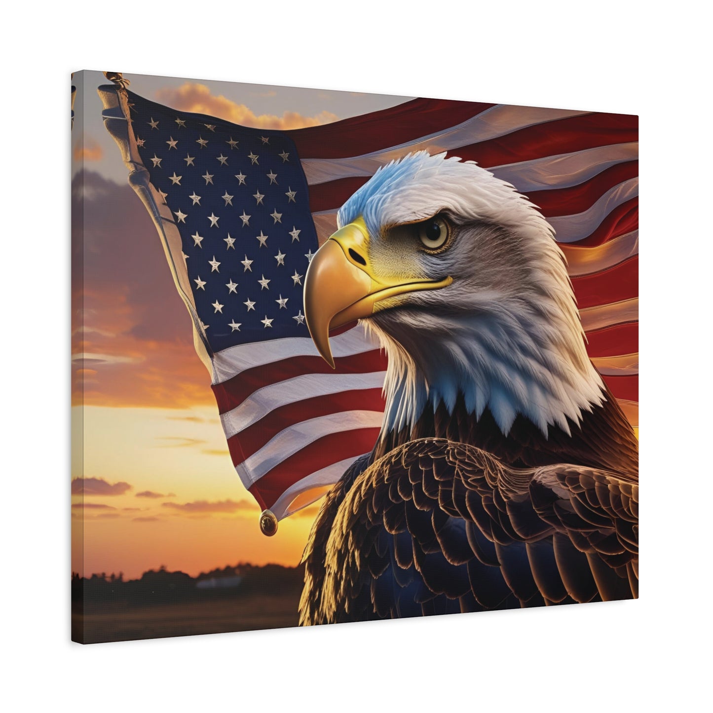 Patriotic Eagle Canvas Wall Art, Stretched Eagle Art, American Flag Decor, Veteran's Day Gift, 4th of July Decoration, Home Gallery Wall