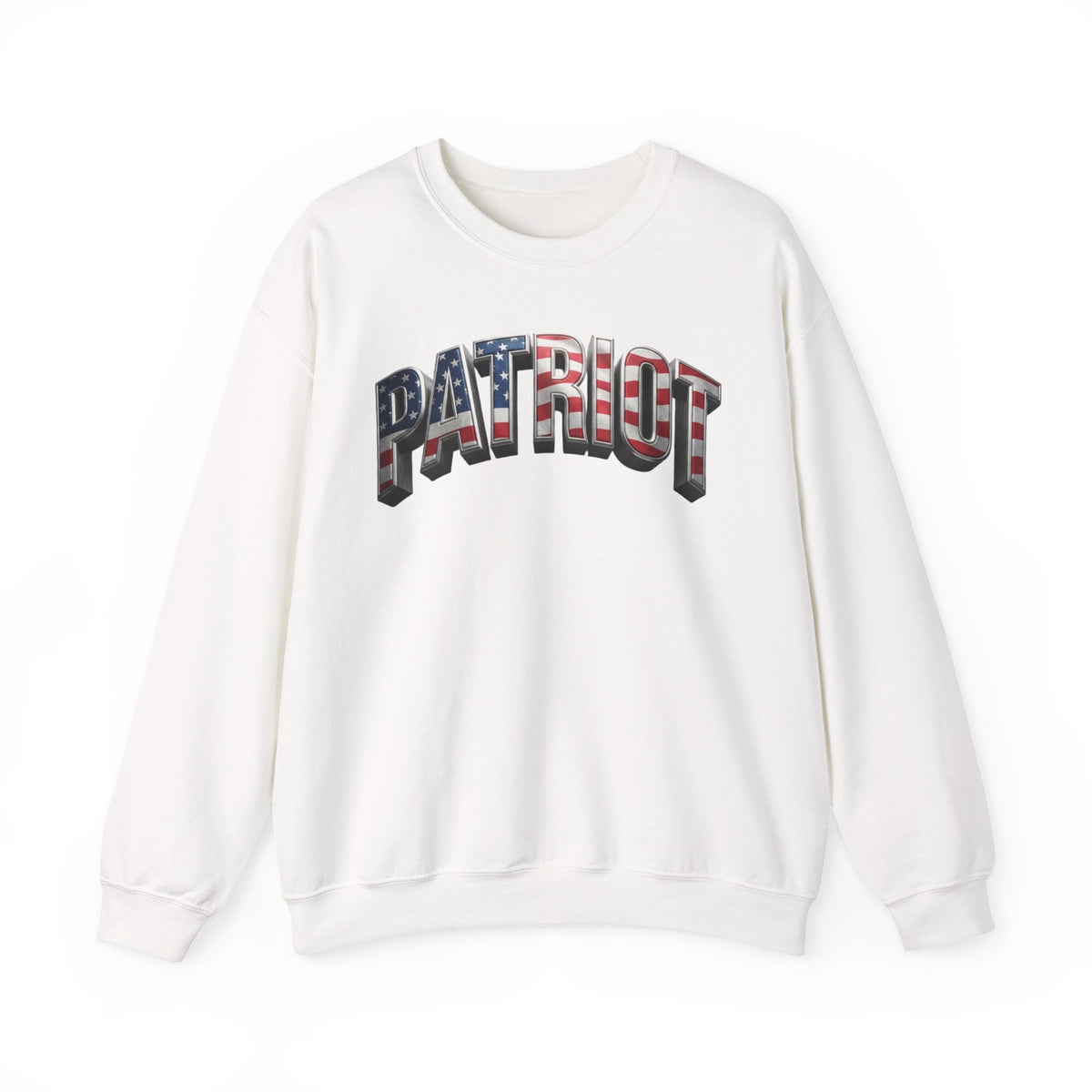 Patriot Crewneck Sweatshirt — American Flag Text Graphic