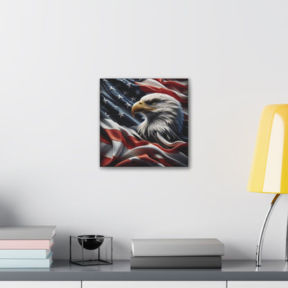 Patriotic Canvas Wall Art - American Eagle - American Flag Background Design - Red White Blue - Home Decor for Veterans -  Memorial Day -  Independence Day -  Holiday Gifts -