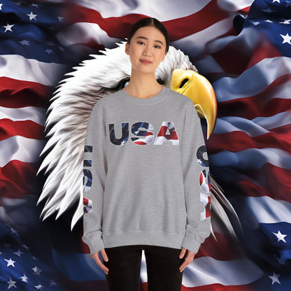 Patriotic USA Red White Blue - Crewneck Sweatshirt - Unisex Pullover - S-5XL