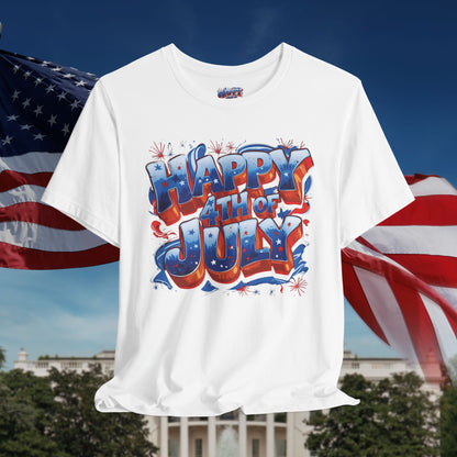 Happy 4th Of July, Print Design T-Shirt, Independence Day, American Flag, Bald Eagle, Red White Blue