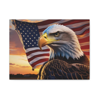 Patriotic Eagle Canvas Wall Art, Stretched Eagle Art, American Flag Decor, Veteran's Day Gift, 4th of July Decoration, Home Gallery Wall