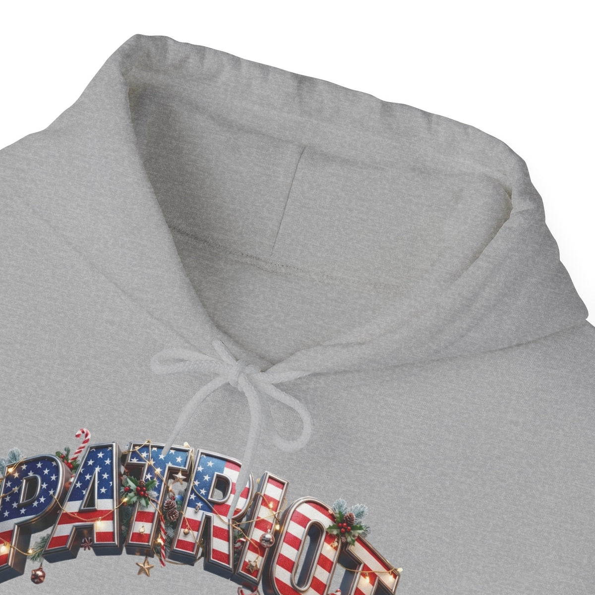 Patriot Christmas Hoodie - Flag Letters with Ornaments | Clean Minimal Graphic | Unisex S-5XL