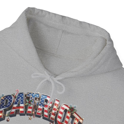 Patriot Christmas Hoodie - Flag Letters with Ornaments | Clean Minimal Graphic | Unisex S-5XL