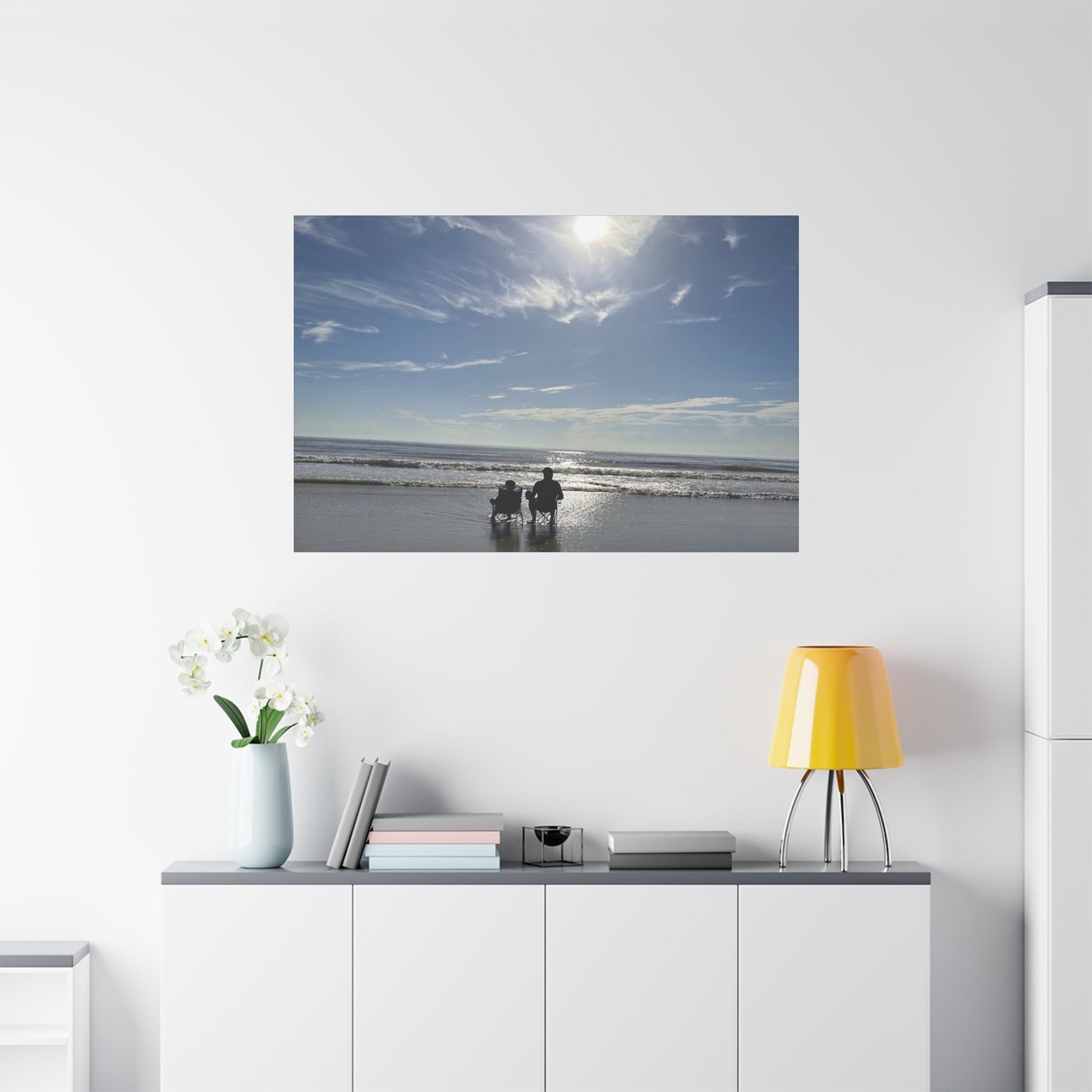 Beach Sunset Canvas Art, Stretched Canvas Print, Coastal Home Decor, Ocean Wall Art, Serene Landscape Painting