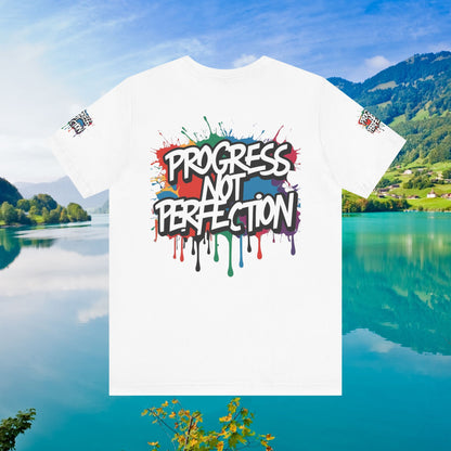 💥 Vibrant   💥   Eye-catching   💥   Motivational    💥 All  Over Print   💥 Unisex T-shirt  💥   Progress  Not  Perfection   💥  Art-Inspired   💥  Apparel  💥  Sizes  XS  x  4XL 💥