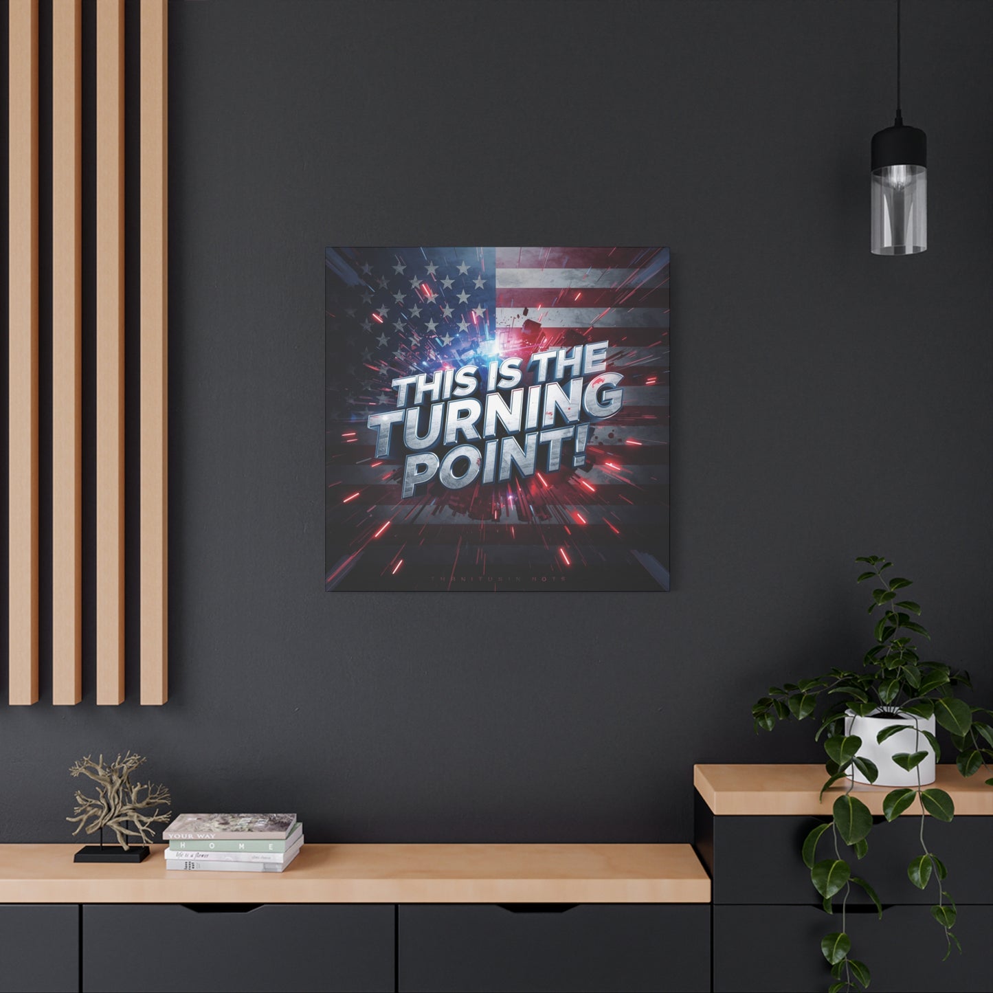 Canvas Print - Patriotic Wall Art - Stunning - Red White Blue - American Flag Backdrop - Charlie Kirk Inspired - This Is The Turning Point! - Multiple Sizes -