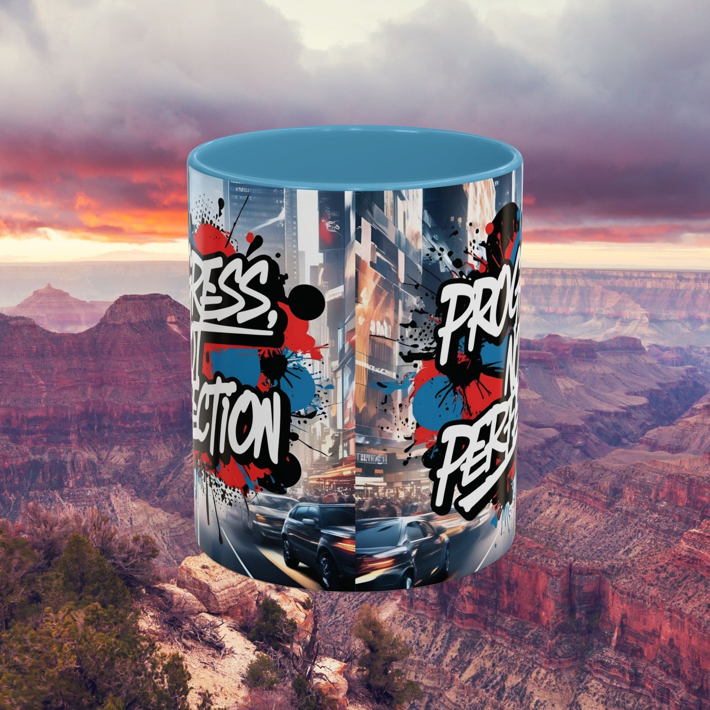 Progress Not Perfection! Graffiti Style Mug - Vibrant Design - 11oz/15oz - 8 Colors