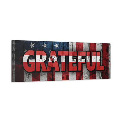 Grateful American Flag Wall Art | Patriotic Canvas Decor, Home Wall Decor, Inspirational Gift, 4th of July Decoration, Veteran's Day