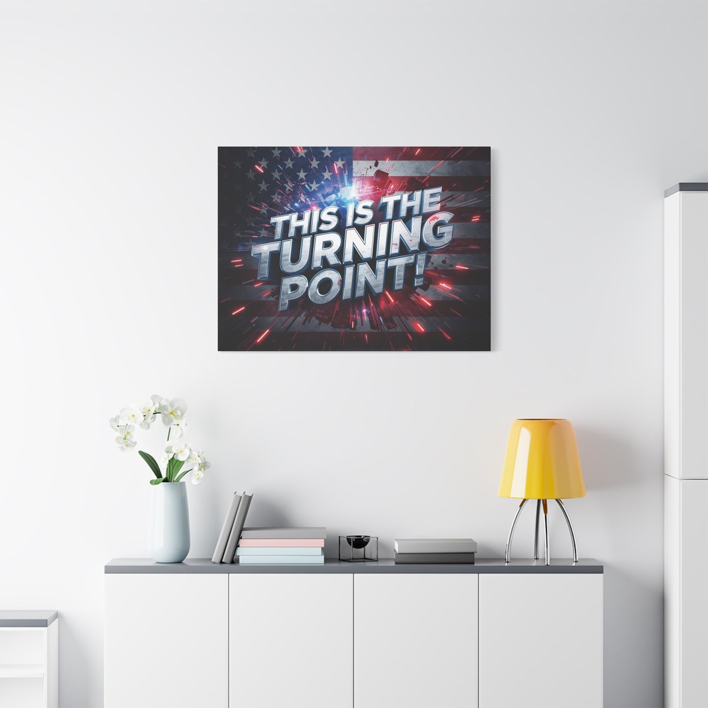 Canvas Print - Patriotic Wall Art - Stunning - Red White Blue - American Flag Backdrop - Charlie Kirk Inspired - This Is The Turning Point! - Multiple Sizes -