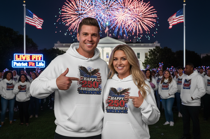 1776–2026 Happy 250th Birthday America!!! Hoodie | Patriotic Eagle & Flag Sweatshirt