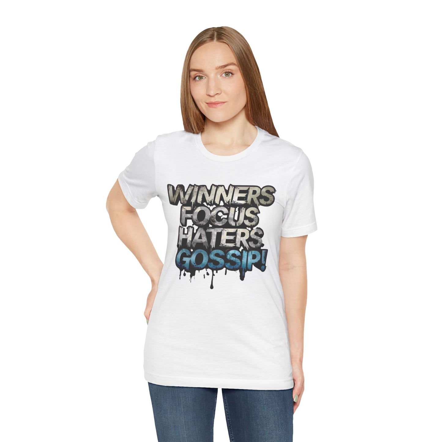 Winners Focus Haters Gossip - Motivational T-Shirt - Bold Graphic Tee - Unisex XS-4XL