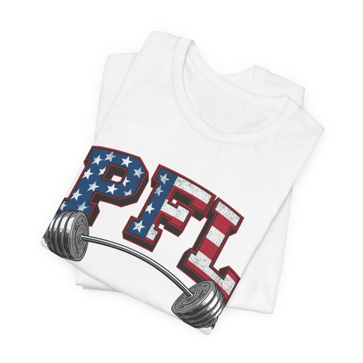 PFL Patriot Fit Life T-Shirt | American Flag Barbell Weightlifting Tee – LIVE FIT